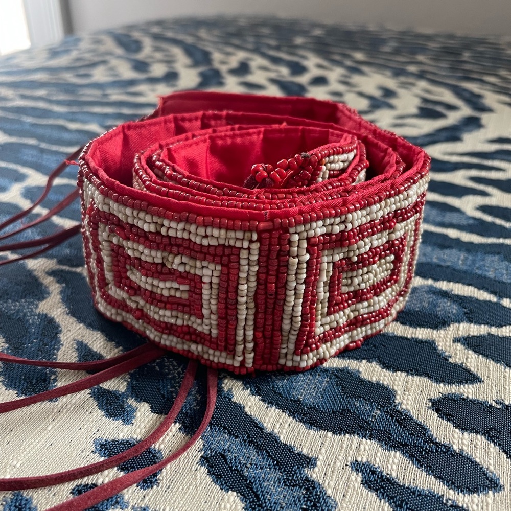 Beaded vintage tie belt